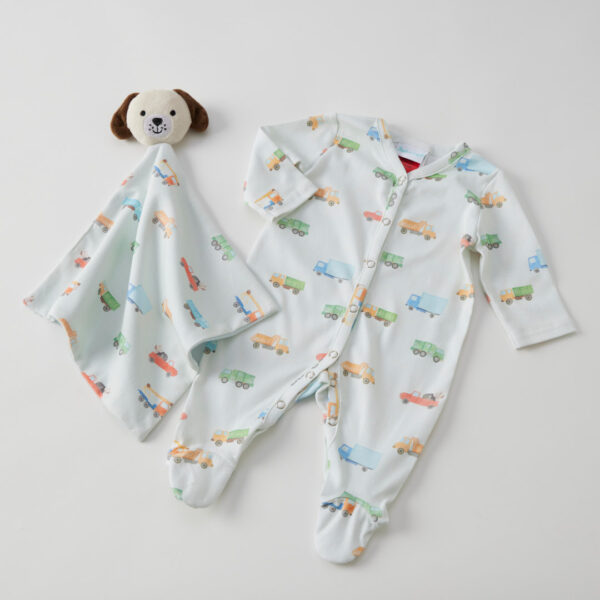 Trucking Along Romper & Comforter Set