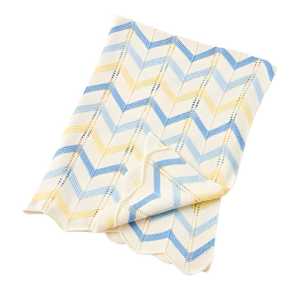 Zig Zag Cotton Blanket - Blue