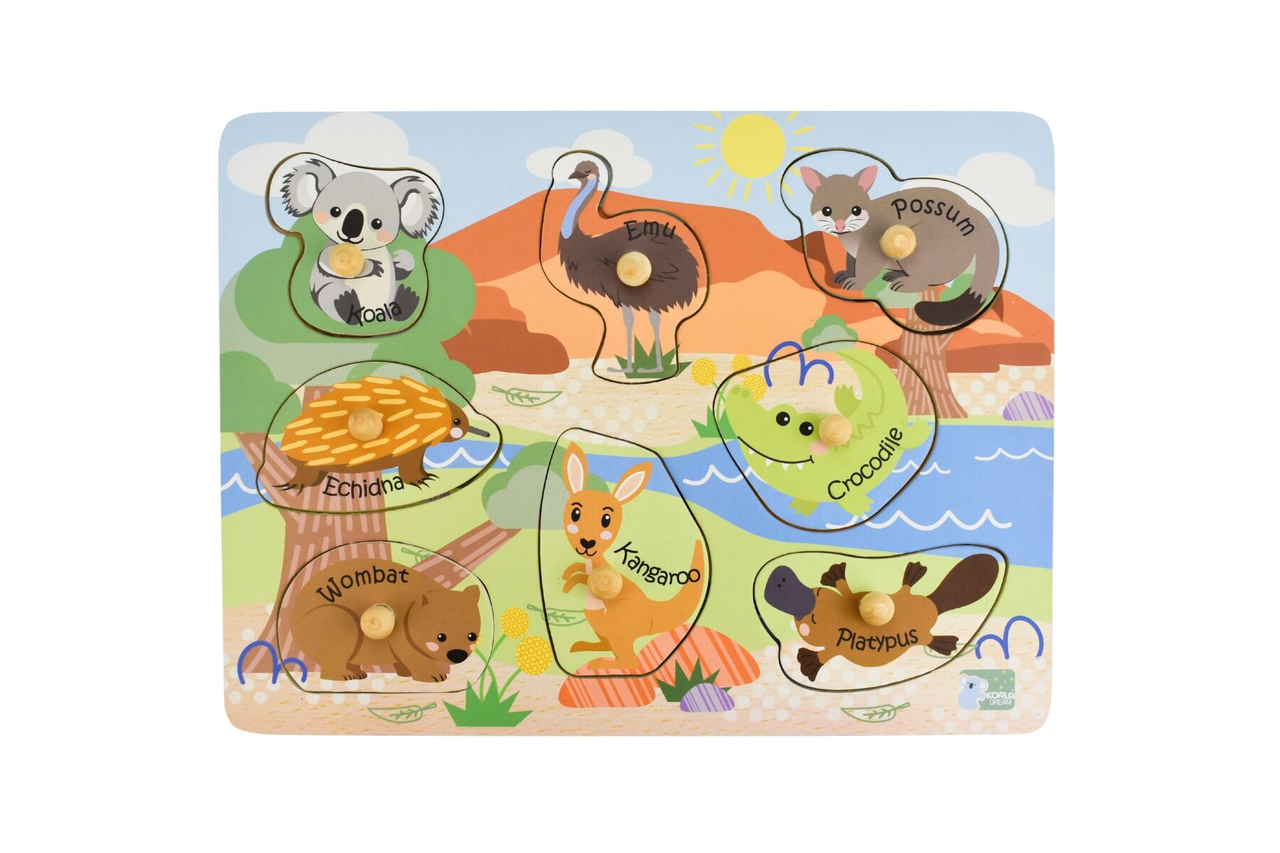 2 In 1 Aussie Animals & Their Babies Peg Puzzle