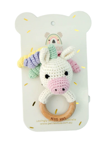 Crochet Ring Rattle Isla Unicorn