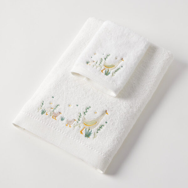 Bath Towel & Face Washer in Organza Bag - Paddling Ducks