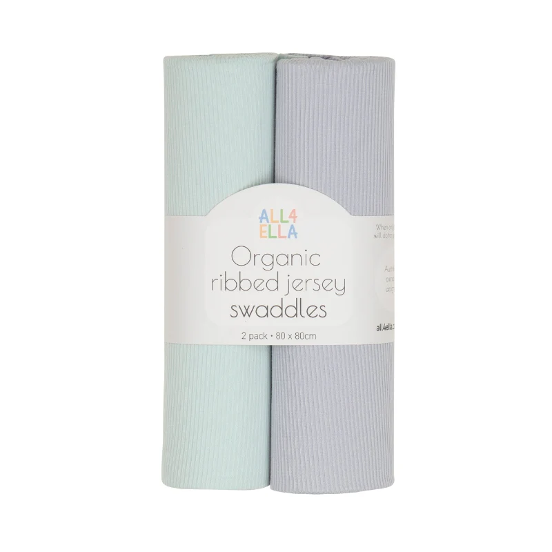 Organic Ribbed Jersey Swaddle 2 pk - Sage & Grey