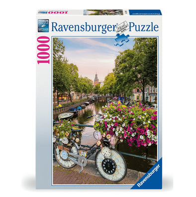 1000 pc Puzzle - Bicycle and Flowers in Amsterdam