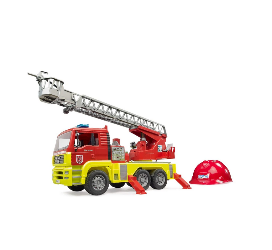 Emergency Man TGA Fire Engine With Yellow Skirt, Lights, Sound Module and Red Helmet Limited Edition