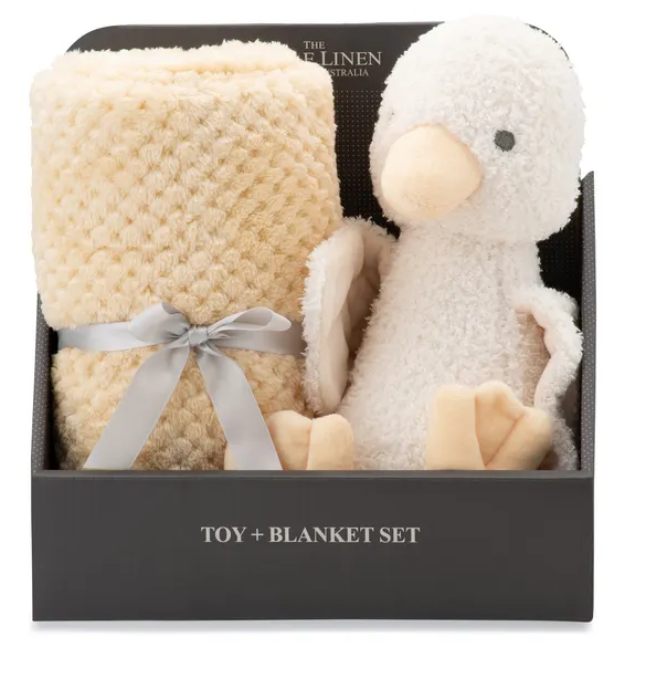 Plush Toy & Blanket Set - Fuzzy Duck