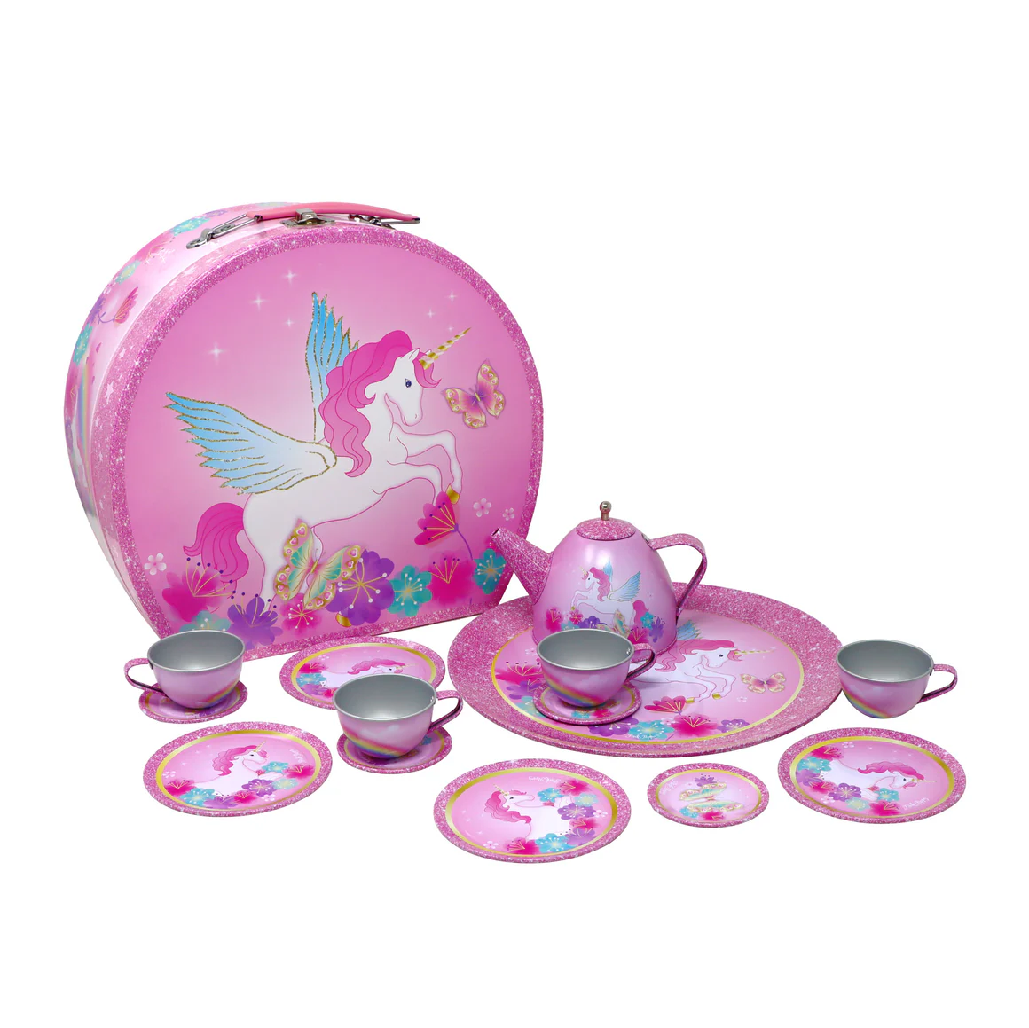 Unicorn Rainbow Tin Tea Set
