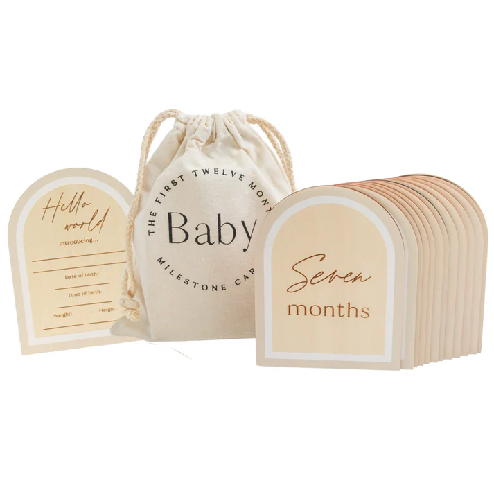 Baby Wooden Milestone Cards Beige