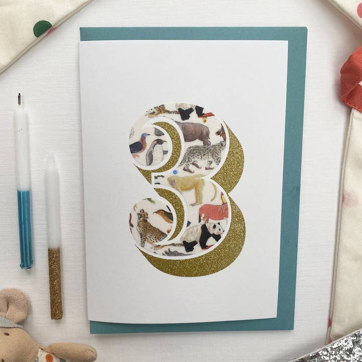 Age Birthday Card - Bio Glitter and Liberty Print