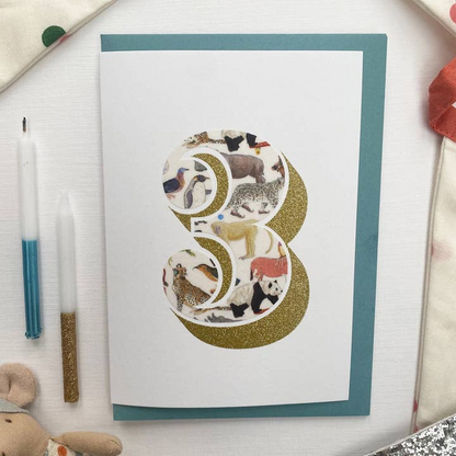 Age Birthday Card - Bio Glitter and Liberty Print