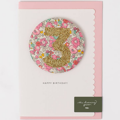 Birthday Badge Age Card - Liberty  Fabric