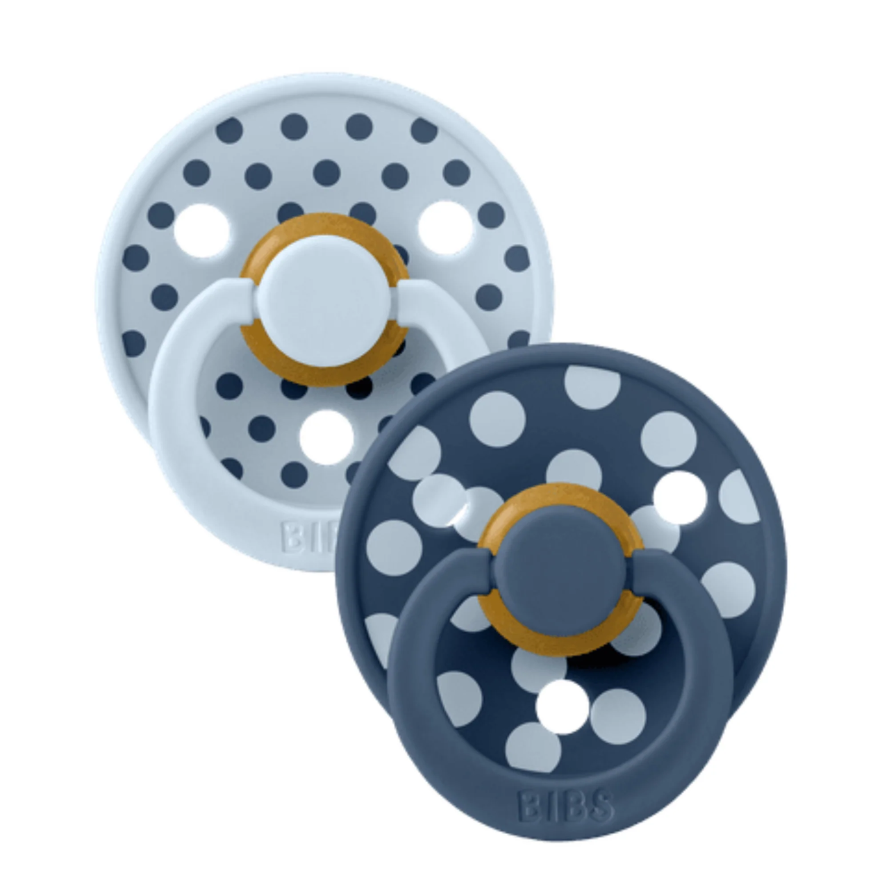 Bibs Pacifier - Studio Polka Collection - Size 2  (Baby Blue/Steel)