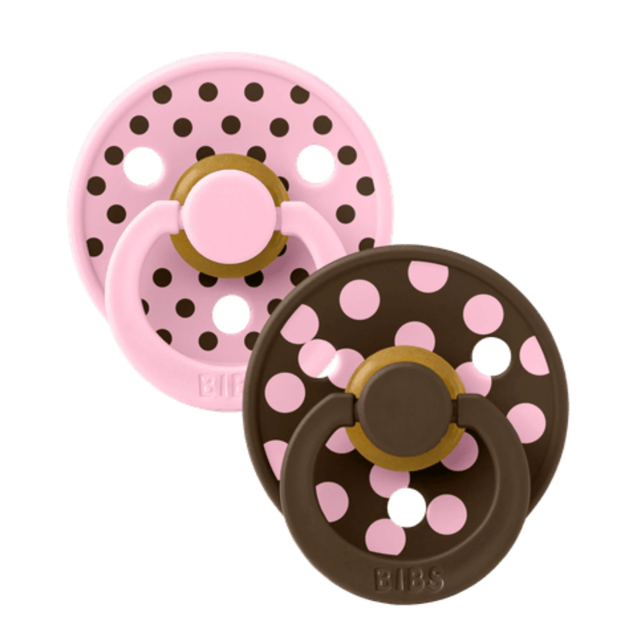 Bibs Pacifier - Studio Polka Collection - Size 1 (Baby Pink/Mocha)