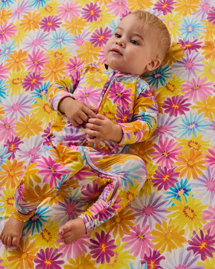 Organic Long Sleeve Zip Romper - Petal Power