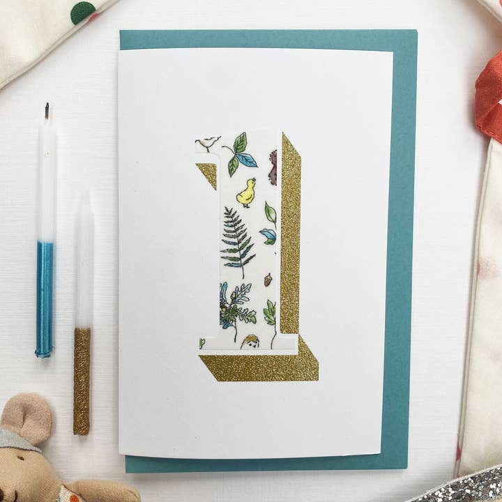 Age Birthday Card - Bio Glitter and Liberty Print