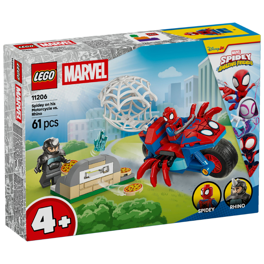 Spidey On His Motorcycle Vs Rhino Lego 11206