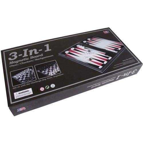 3 -In-1 Magnetic & Folding Chess/Checkers/Backgammon/ 14"