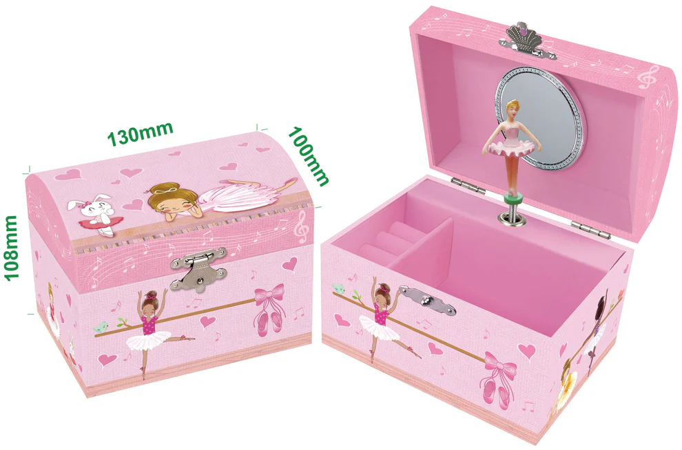 Dome Shape Musical Jewelry Box - Ballerina & Bunny