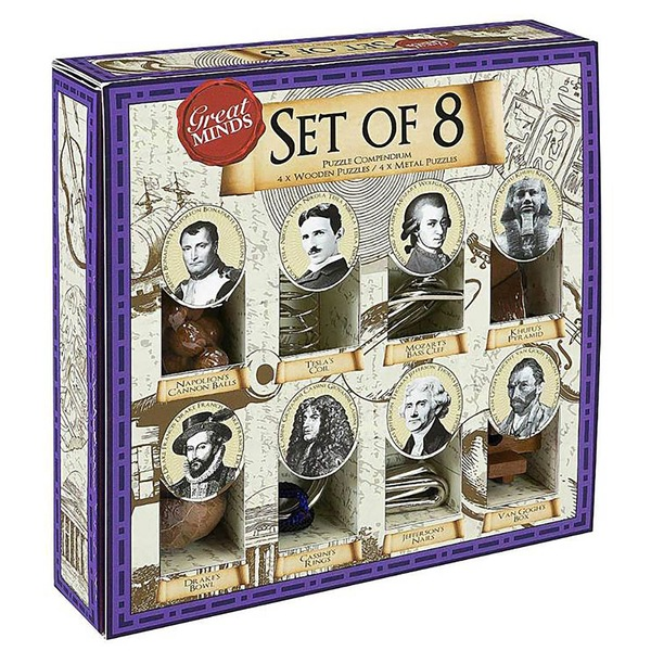 Great Minds Set of 8 puzzles - 4 wooden 4 metal