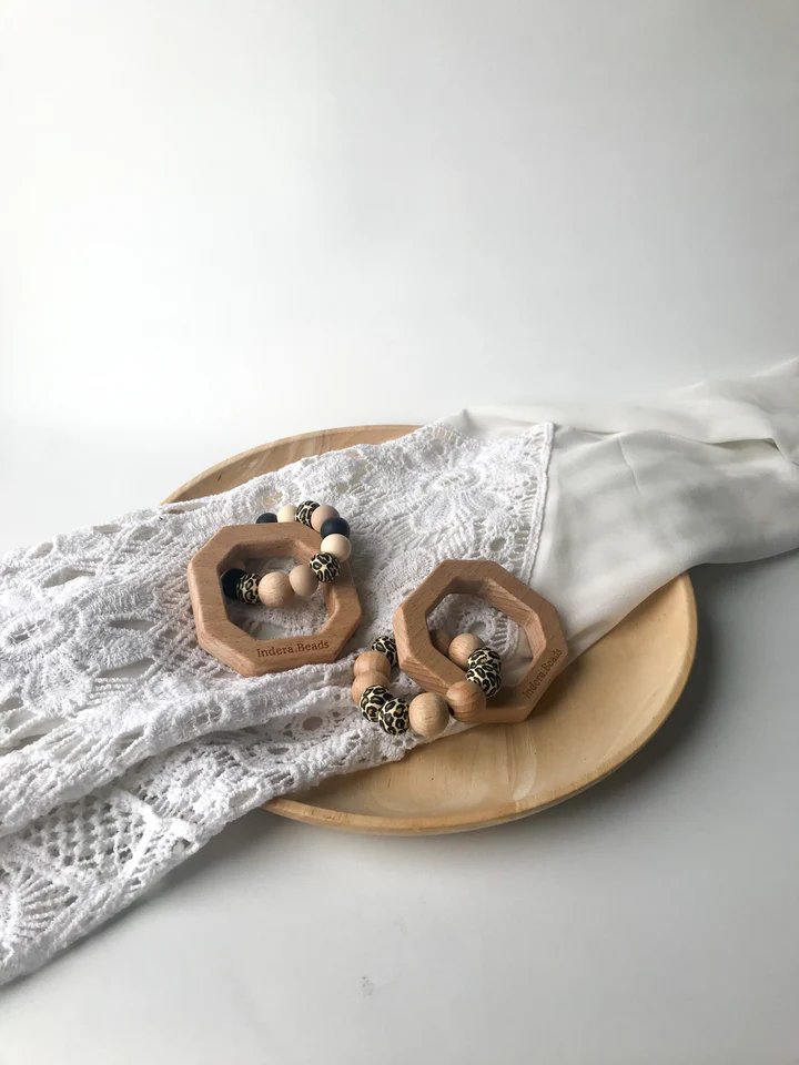 Wooden Teether - Leopard and Beechwood