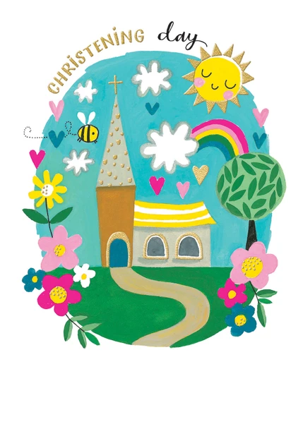 Christening Church Card (gold foil)