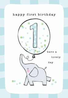 Happy 1st Birthday Elephant/Blue