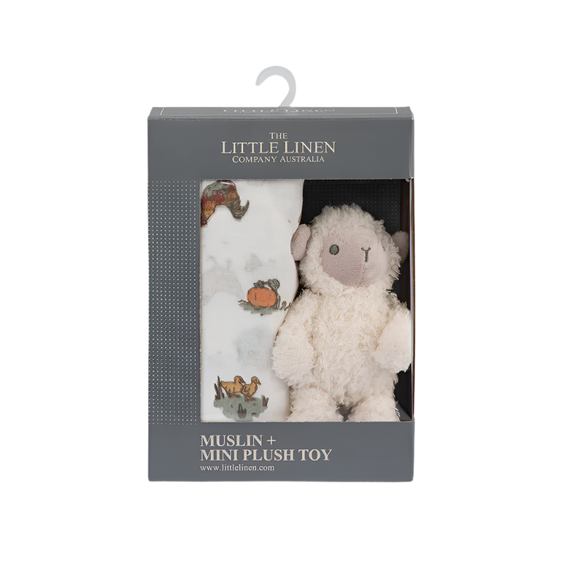 Soft Plush Toy & Baby Muslin Wrap - Farmyard Lamb
