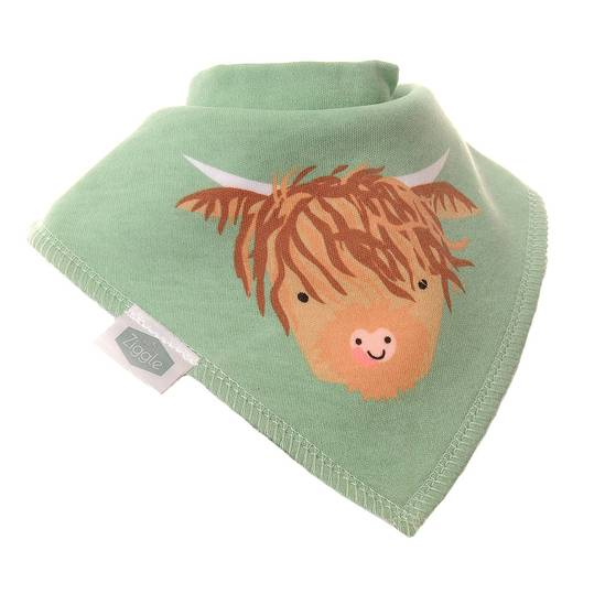 Bandana Dribble Bibs - Highland Cow Green