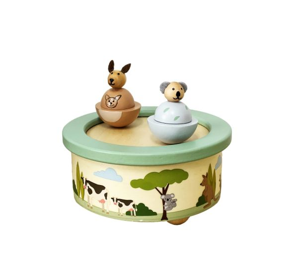 Wooden Kangaroo & Koala Music Box