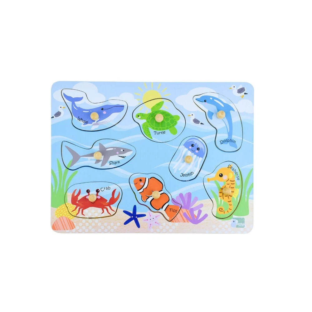 2 In 1 Sea Animal & Their Habitats Peg Puzzle