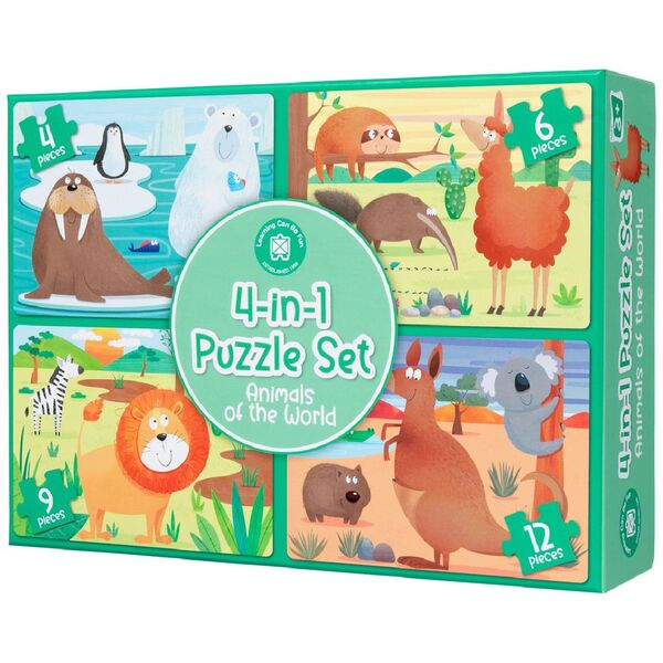 4-in-1 Puzzle Set - Animals of the World