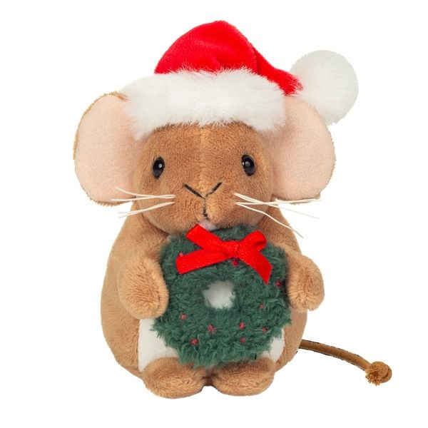 Christmas Mouse with Wreath - 11cm