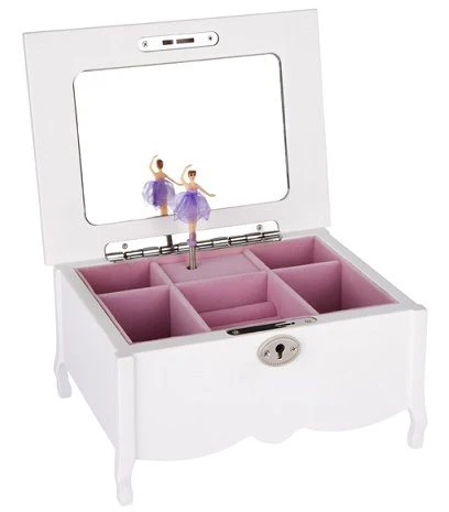 Wooden Ballerina Jewellery Box  with legs - white