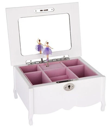 Wooden Ballerina Jewellery Box  with legs - white