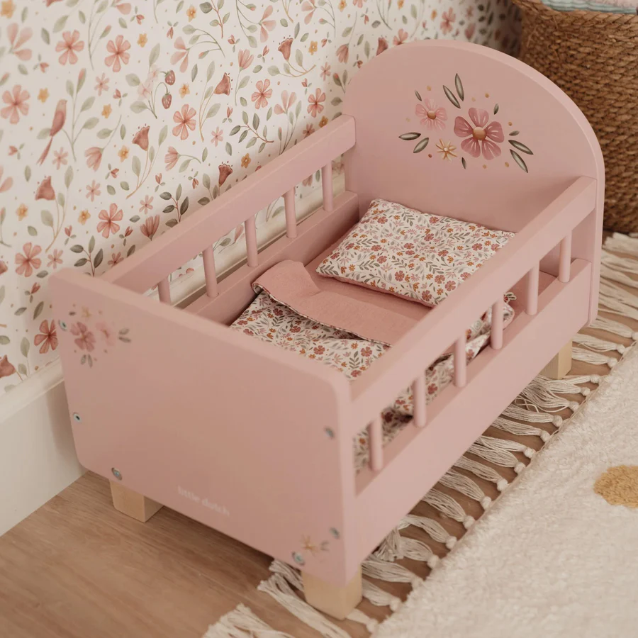 Doll Bed with Textiles