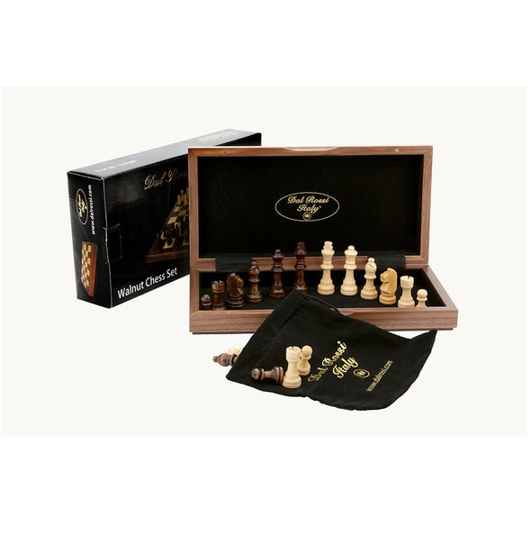 Chess Set - Walnut inlaid, folding 12"