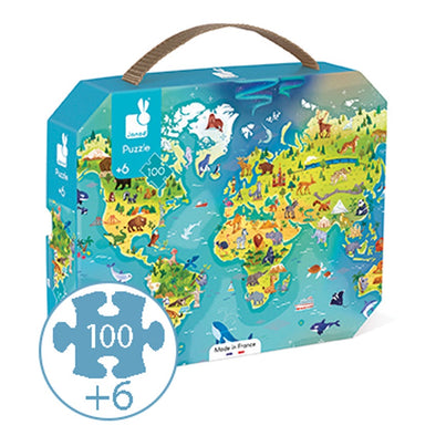 100pc - World Puzzle with Poster in Carry Box