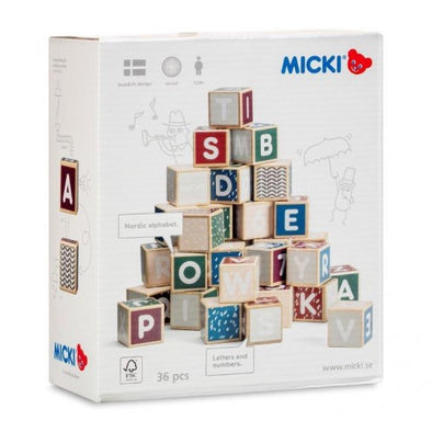 Wooden Letters and Numbers Building Blocks 36 pcs
