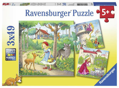 3 x 49 pc Puzzle - Rupunzel, Little Red Riding Hood and The Frog Prince