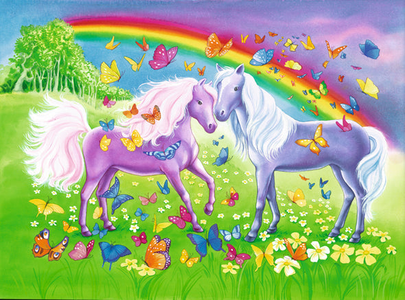 2 x 24 pc Puzzle - Rainbow Horses