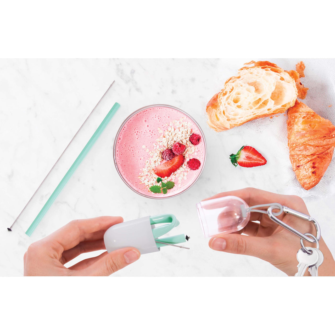 Foldaway Silicone Straw Set