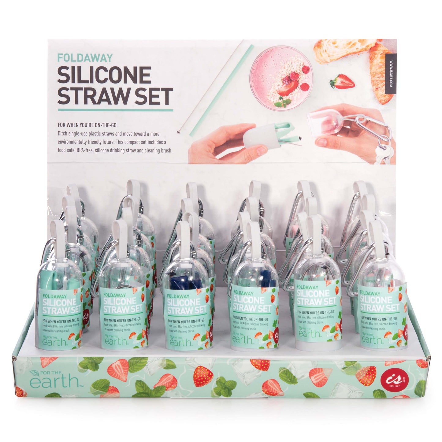 Foldaway Silicone Straw Set
