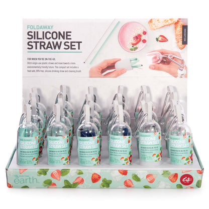 Foldaway Silicone Straw Set