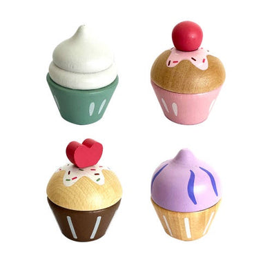 Wooden Cupcakes 4pc