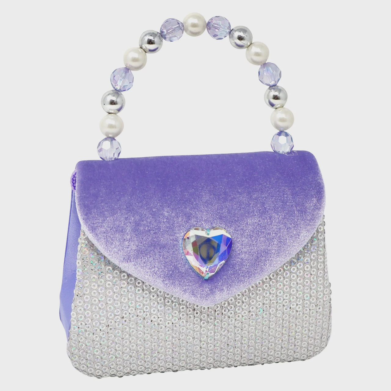 Princess Violet Velvet and Sequin Handbag with Beade
