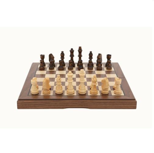 Chess Set - Walnut inlaid, folding 12"