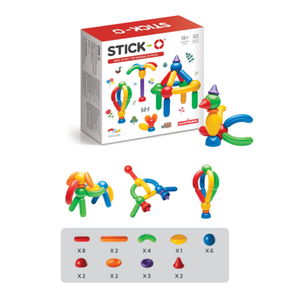 Stick-O Magnetic Blocks - Set Basic 30 pc