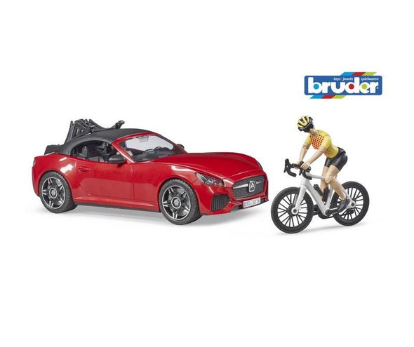Roadster with Road Bike and Cyclist