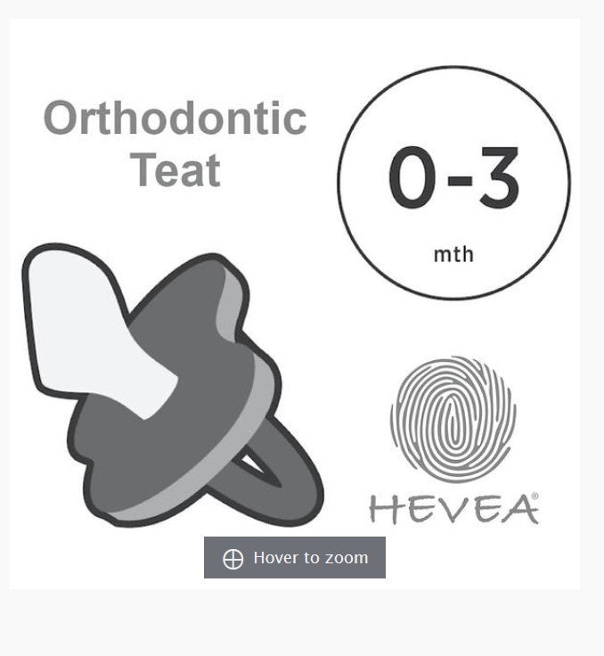 Natural Rubber Pacifiers - Orthodontic Dummies (0-3m)