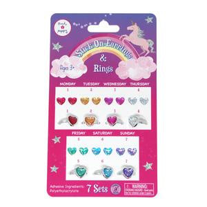 Stick on earrings and rings set