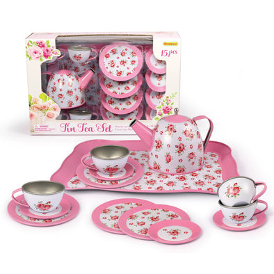 Tin Tea Set - Pink Rose